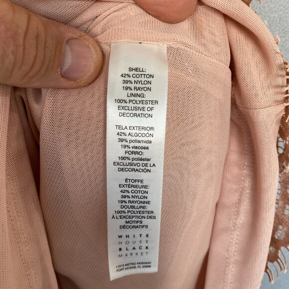 White House Black Market Blush Lace Cami Tank Top Size S | Floral Overlay - Picture 4 of 7